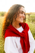Knit Triangle Scarf // Red