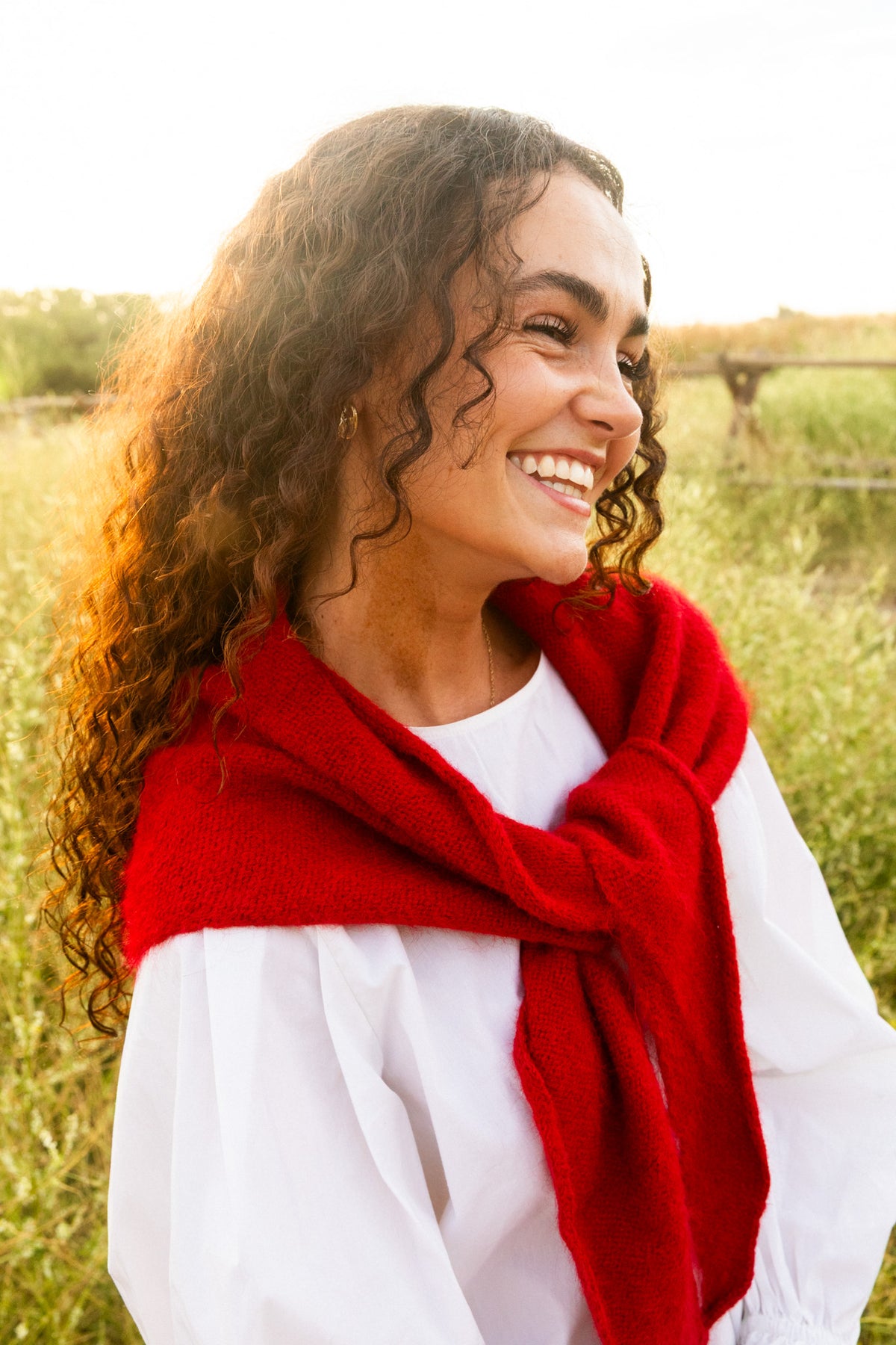 Knit Triangle Scarf // Red