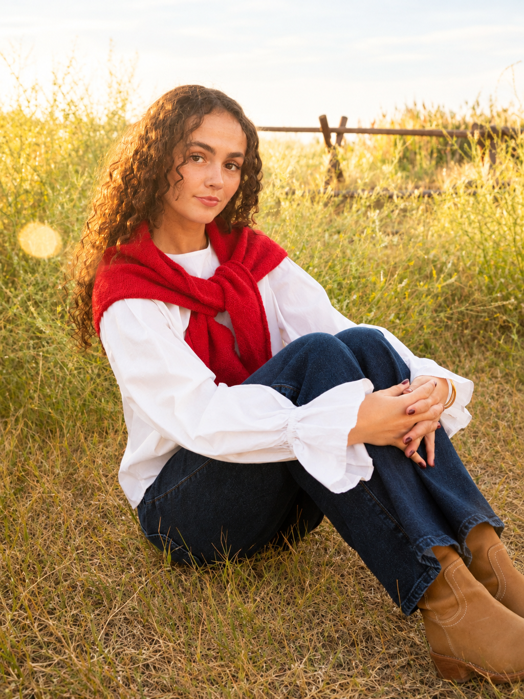 Knit Triangle Scarf // Red