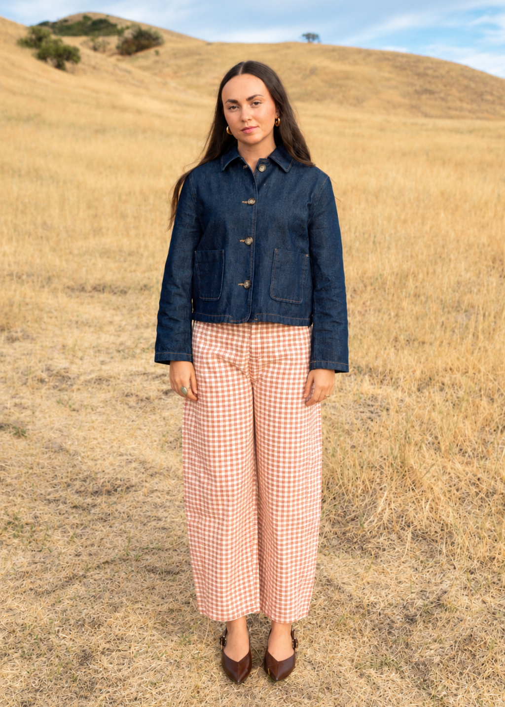 Mini Checkered Barrel Pants // Rosewood