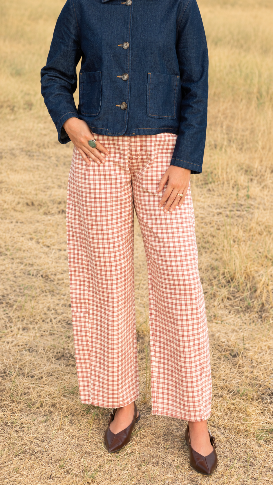 Mini Checkered Barrel Pants // Rosewood